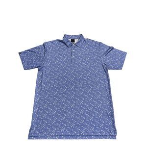 Dunning Golf Performance Polo Shirt Purple White Print Short Sleeve Men’s Size L